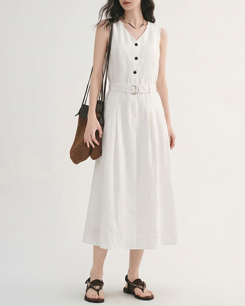 Summer-Beach-Linen-Belted-Midi-Dress-2
