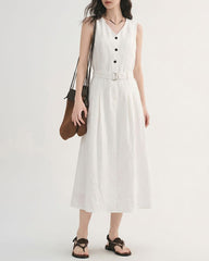 Summer-Beach-Linen-Belted-Midi-Dress-2