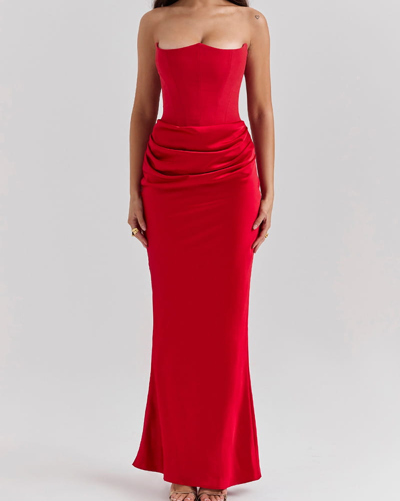 Garden-Soir¨¦e-Ivory-Strapless-Corset-Midi-Dress-30
