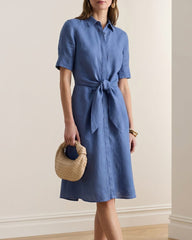 Summer-Office-Casual-Belted-Shirt-Dress-9