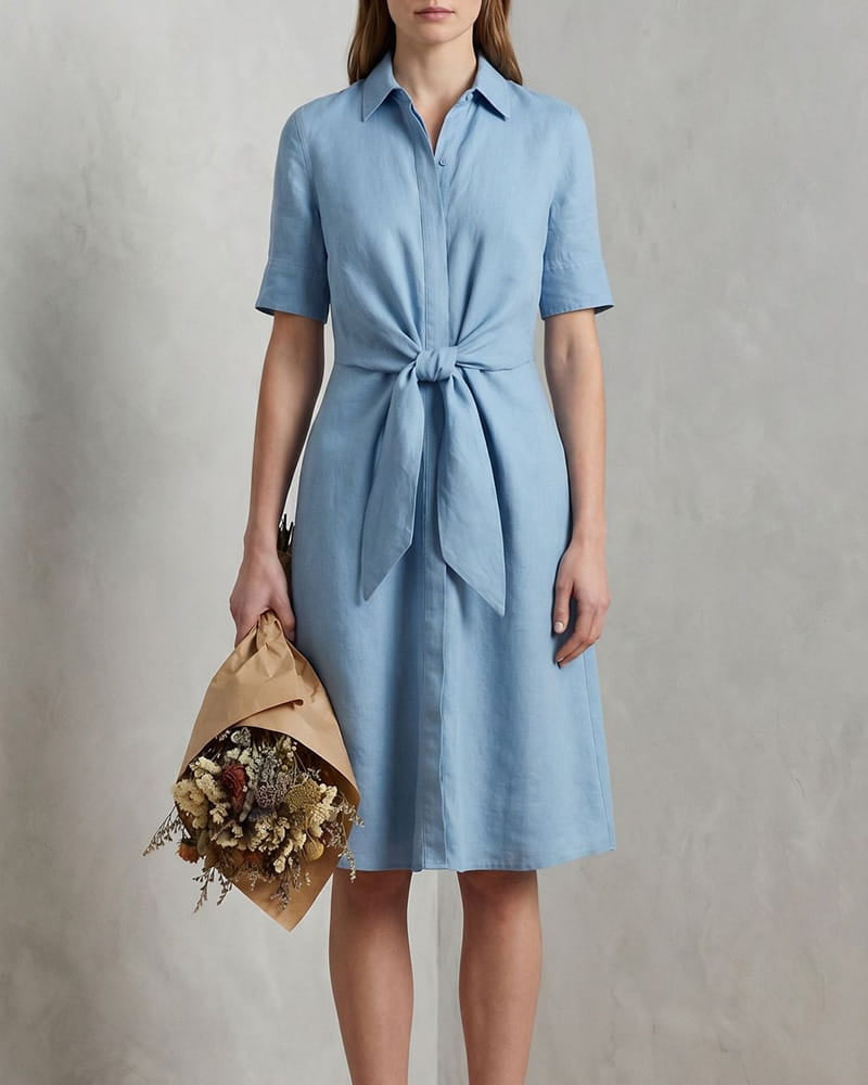 Summer-Office-Casual-Belted-Shirt-Dress-4