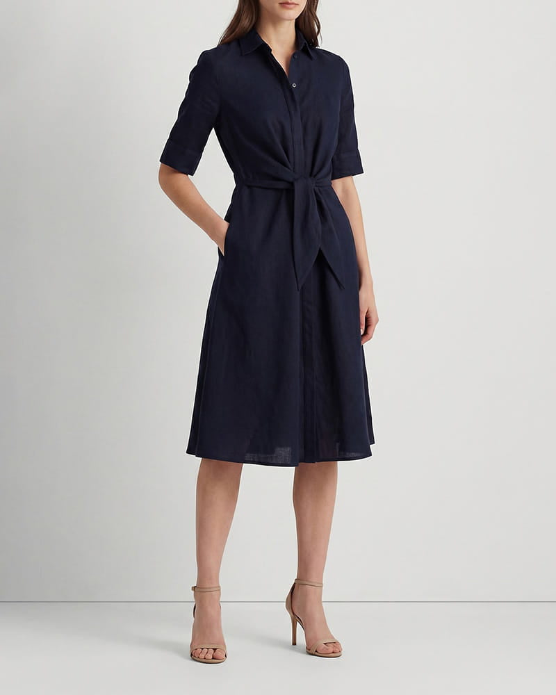 Summer-Office-Casual-Belted-Shirt-Dress-5