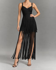 Black-Sleeveless-Fringe-Maxi-Dress-For-Cocktail-Parties-1