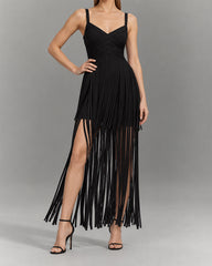 Black-Sleeveless-Fringe-Maxi-Dress-For-Cocktail-Parties-2