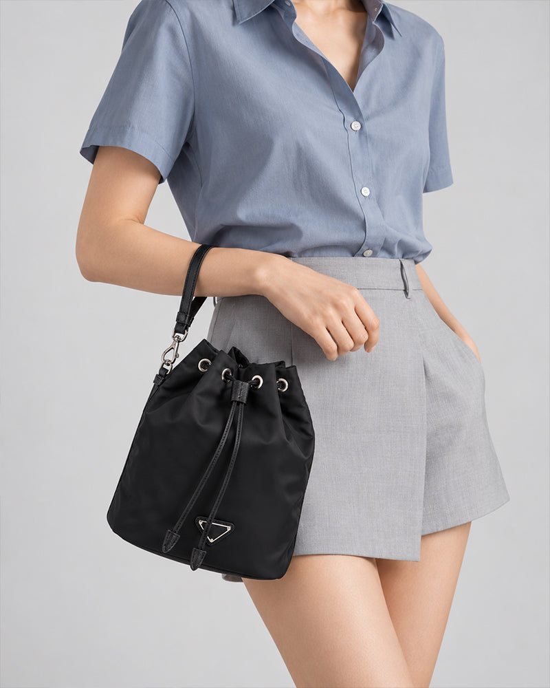 Black-Leather-Everyday-Drawstring-Bucket-Bag-1
