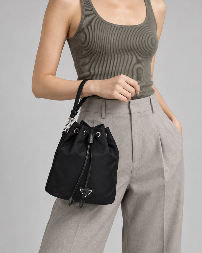 Black-Leather-Everyday-Drawstring-Bucket-Bag-2