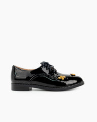 Patent Leather Bee Pattern Loafers