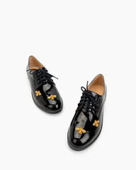 Patent Leather Bee Pattern Loafers