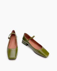 Mary Janes Square Toe Chunky Heeled Pumps