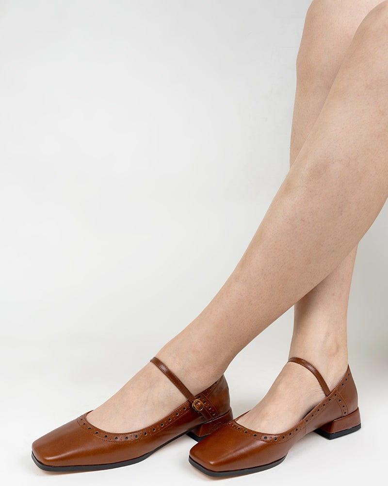 Mary Janes Square Toe Chunky Heeled Pumps