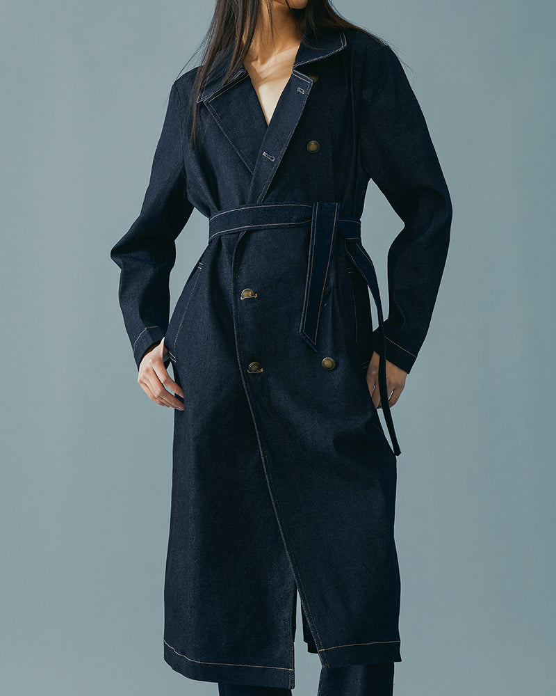Office-Belted-Denim-Trench-Coat-With-Contrast-Stitching-9