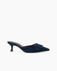 (Clean Up - US 6 ) Pointed Toe Slides Low Heels Mule Kitten Heel Sandals