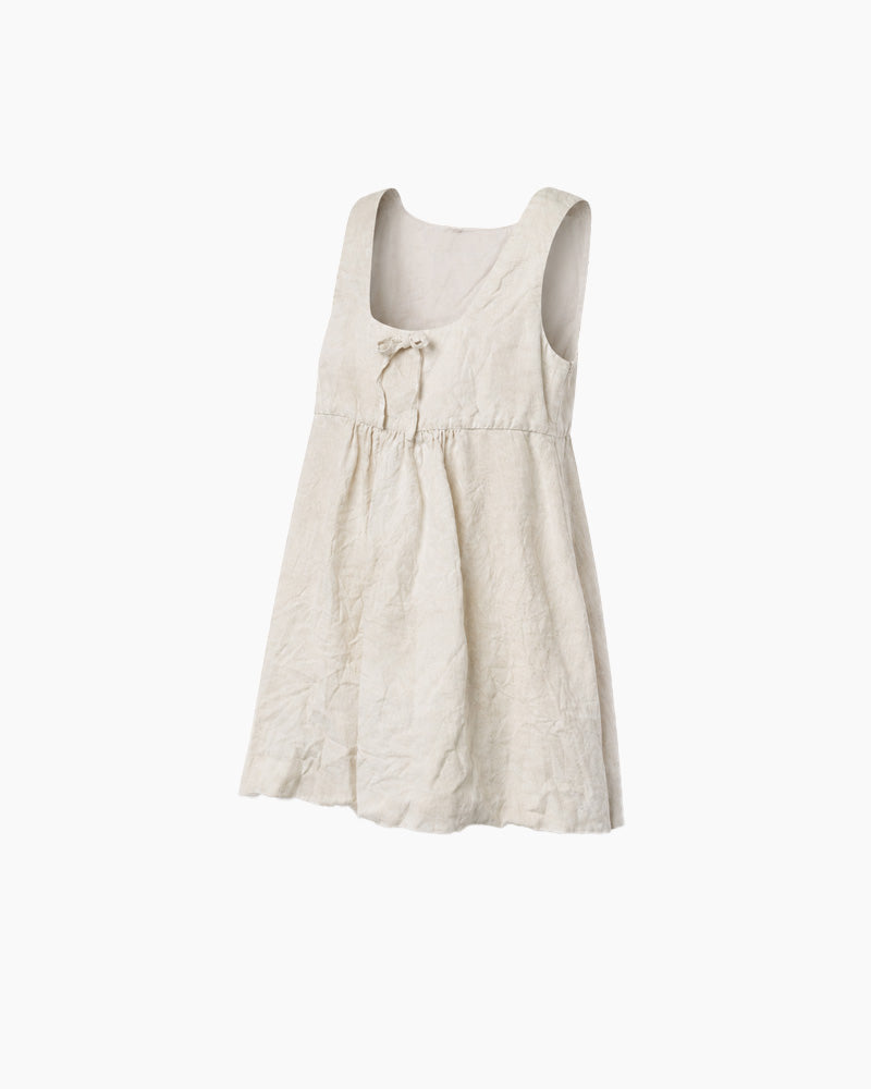 Summer-Brunch-Linen-Bow-A-Line-Mini-Dress-5