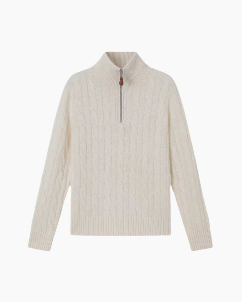 Chalet-Cashmere-Cable-Knit-Quarter-Zip-Pullover-Sweater-13