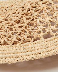 Chic Woven Raffia Circle Bag with Gold Charm Pendant