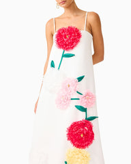 Summer Floral Embroidered Maxi Dress With Straps