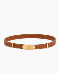 Minimalist Leather Wrap Belt with Gold-Tone Clasp