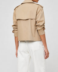 (Clean Up - S/M) Short Double-Breasted Beige Coat