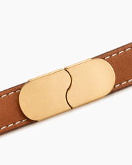 Minimalist Leather Wrap Belt with Gold-Tone Clasp