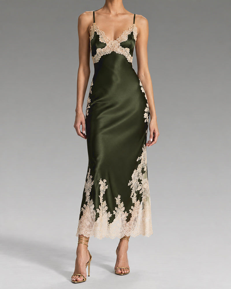Dark-Green-Lace-Trim-Wedding-Guest-Midi-Slip-Dress-5