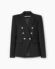 (Clean Up - L) Double-breasted Grain De Poudre Blazer