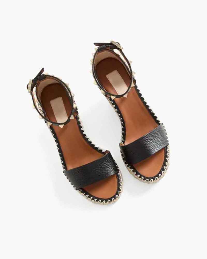 Women's Studded Espadrille Wedge Sandals