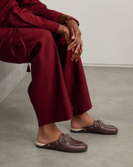 Women's Boat Shoes Brown Leather and Suede Mule
